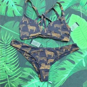Boys + Arrows Black and Gold Tiger Bikini